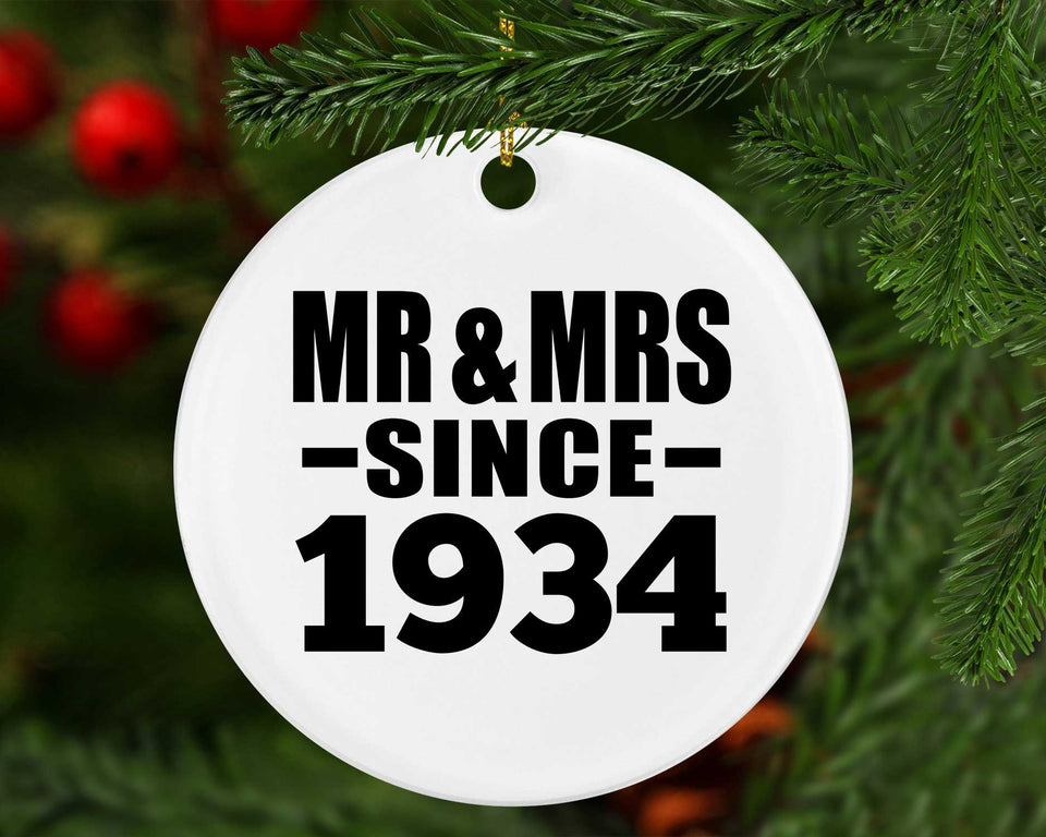 90th Anniversary Mr & Mrs Since 1934 - Circle Ornament