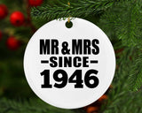 78th Anniversary Mr & Mrs Since 1946 - Circle Ornament