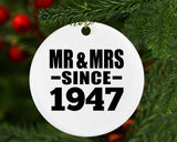 77th Anniversary Mr & Mrs Since 1947 - Circle Ornament
