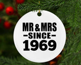 55th Anniversary Mr & Mrs Since 1969 - Circle Ornament