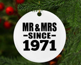 53rd Anniversary Mr & Mrs Since 1971 - Circle Ornament