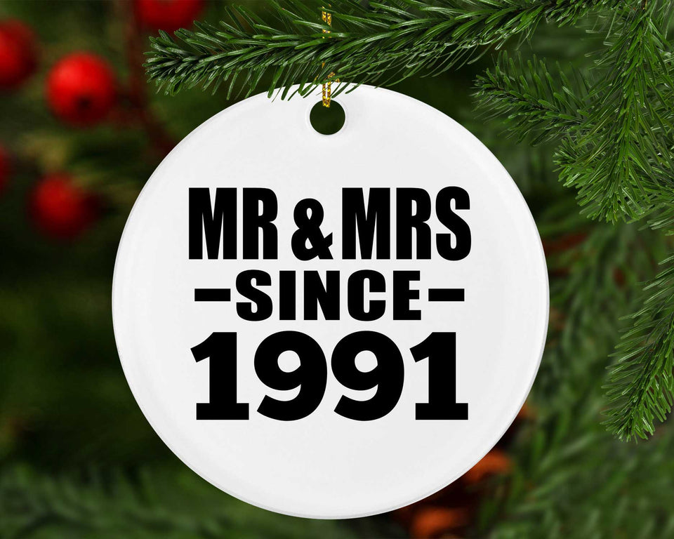 33rd Anniversary Mr & Mrs Since 1991 - Circle Ornament
