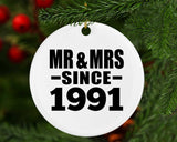 33rd Anniversary Mr & Mrs Since 1991 - Circle Ornament