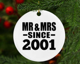 23rd Anniversary Mr & Mrs Since 2001 - Circle Ornament