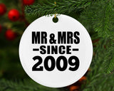 15th Anniversary Mr & Mrs Since 2009 - Circle Ornament