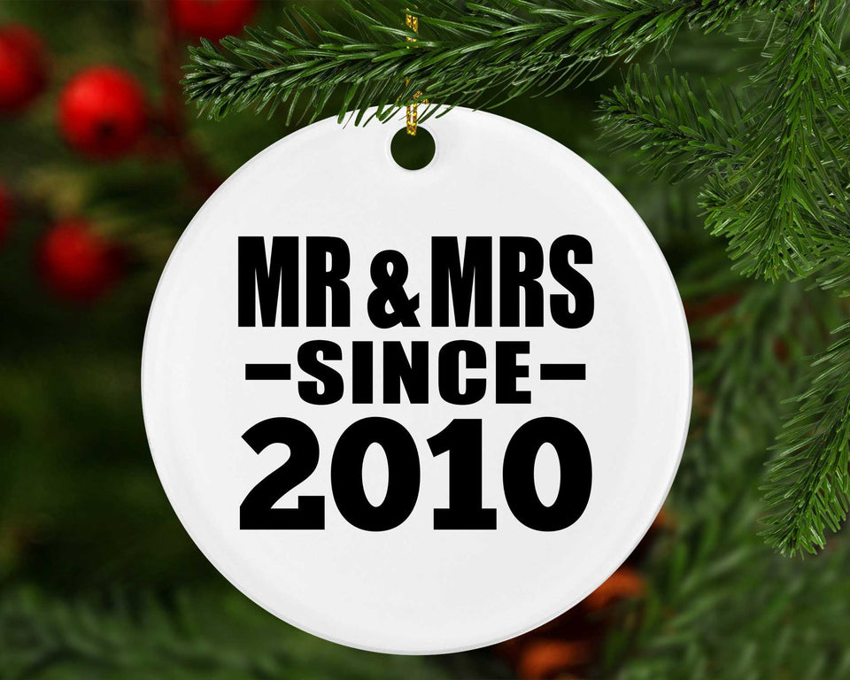 14th Anniversary Mr & Mrs Since 2010 - Circle Ornament