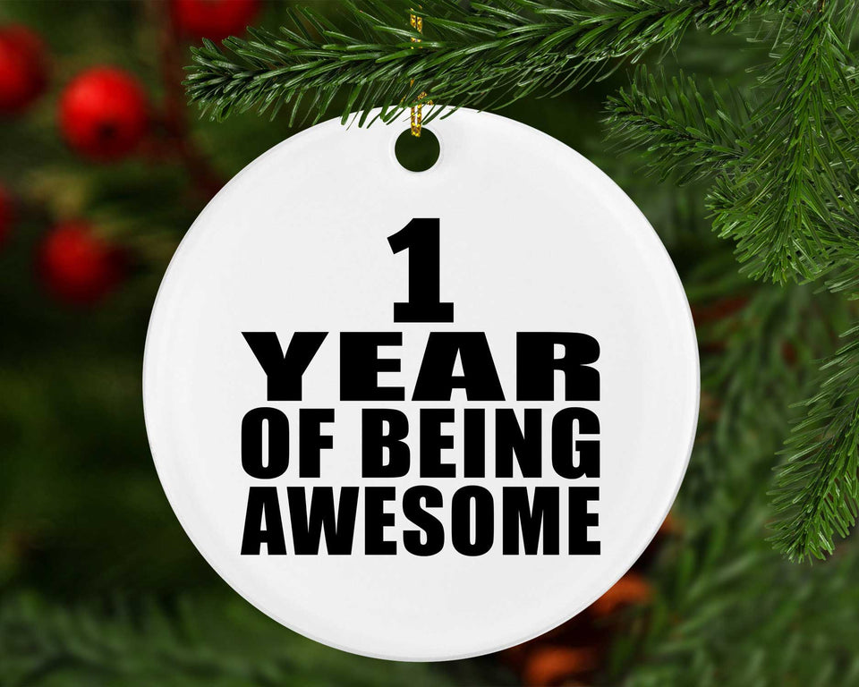 1st Birthday 1 Year Of Being Awesome - Circle Ornament