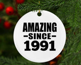 33rd Birthday Amazing Since 1991 - Circle Ornament