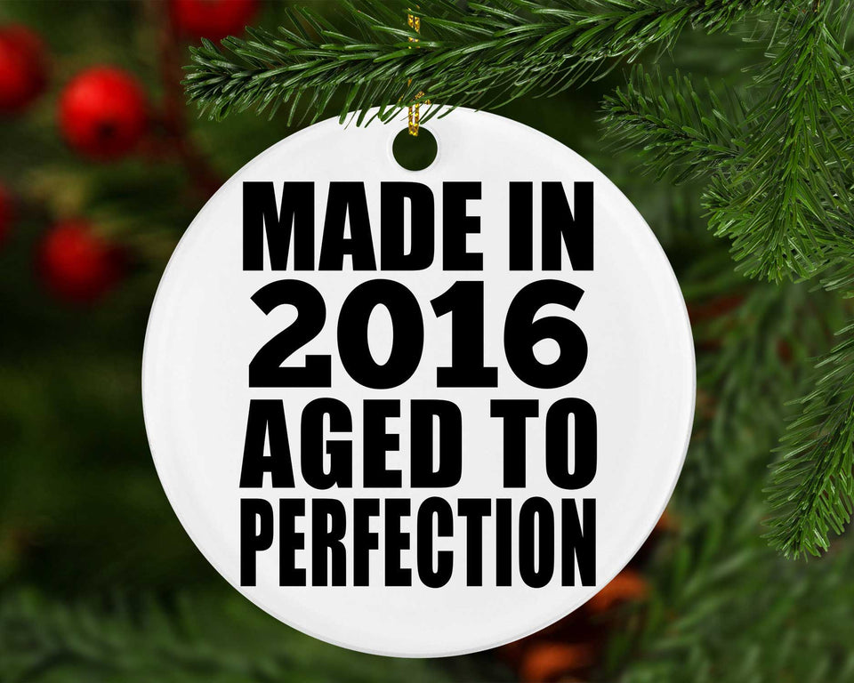 8th Birthday Made In 2016 Aged to Perfection - Circle Ornament