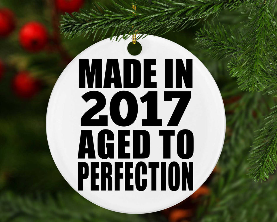 7th Birthday Made In 2017 Aged to Perfection - Circle Ornament