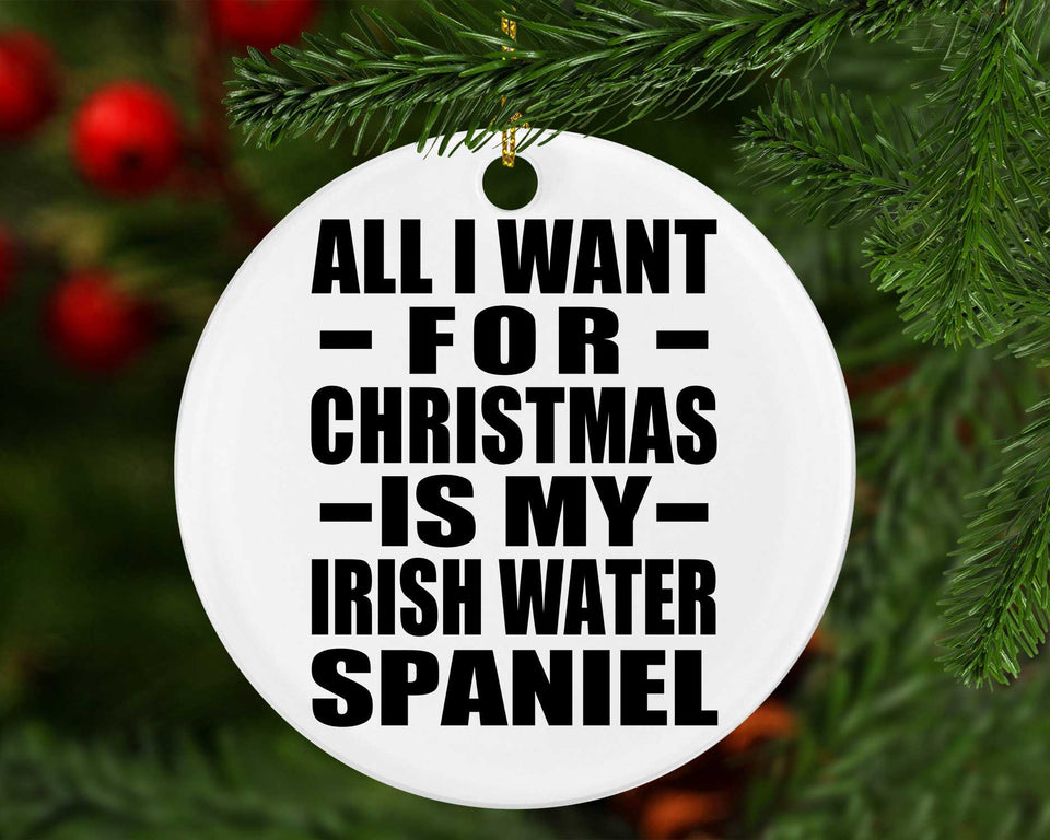 All I Want For Christmas Is My Irish Water Spaniel - Circle Ornament