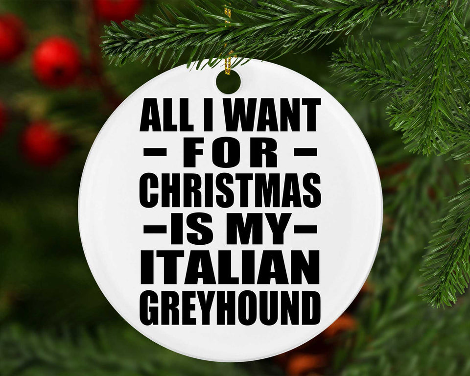 All I Want For Christmas Is My Italian Greyhound - Circle Ornament