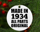 90th Birthday Made in 1934 All Parts Original - Circle Ornament