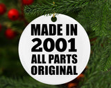 23rd Birthday Made in 2001 All Parts Original - Circle Ornament