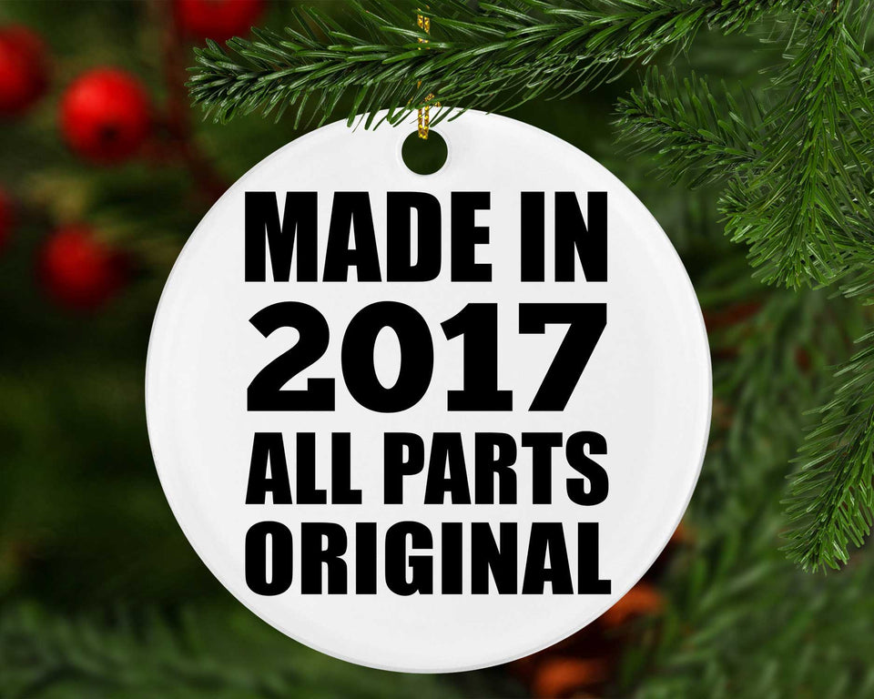 7th Birthday Made in 2017 All Parts Original - Circle Ornament