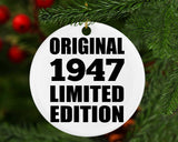 77th Birthday Original 1947 Limited Edition - Circle Ornament