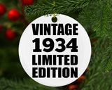90th Birthday Vintage 1934 Limited Edition - Circle Ornament