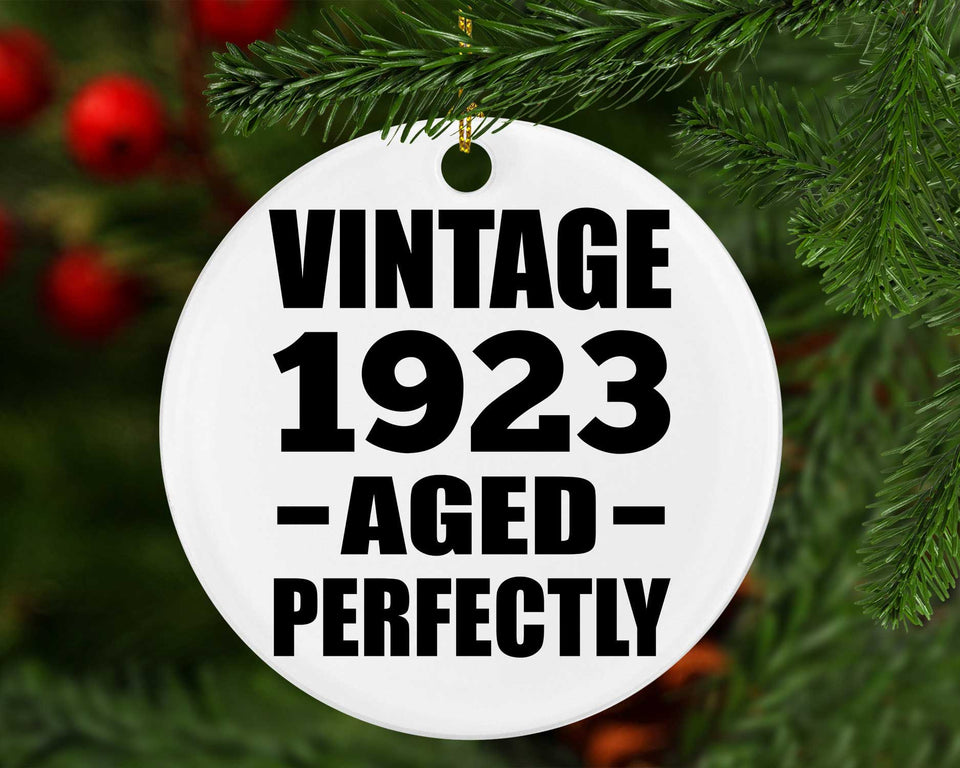 101st Birthday Vintage 1923 Aged Perfectly - Circle Ornament