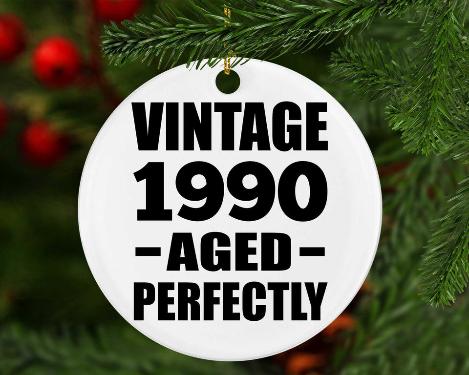 34th Birthday Vintage 1990 Aged Perfectly - Circle Ornament