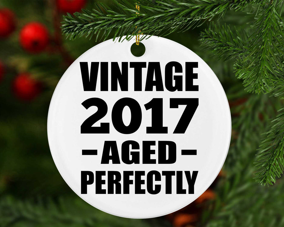 7th Birthday Vintage 2017 Aged Perfectly - Circle Ornament