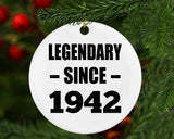 82nd Birthday Legendary Since 1942 - Circle Ornament