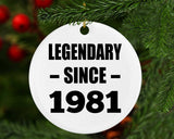 43rd Birthday Legendary Since 1981 - Circle Ornament