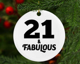 21st Birthday 21 & Fabulous - Circle Ornament