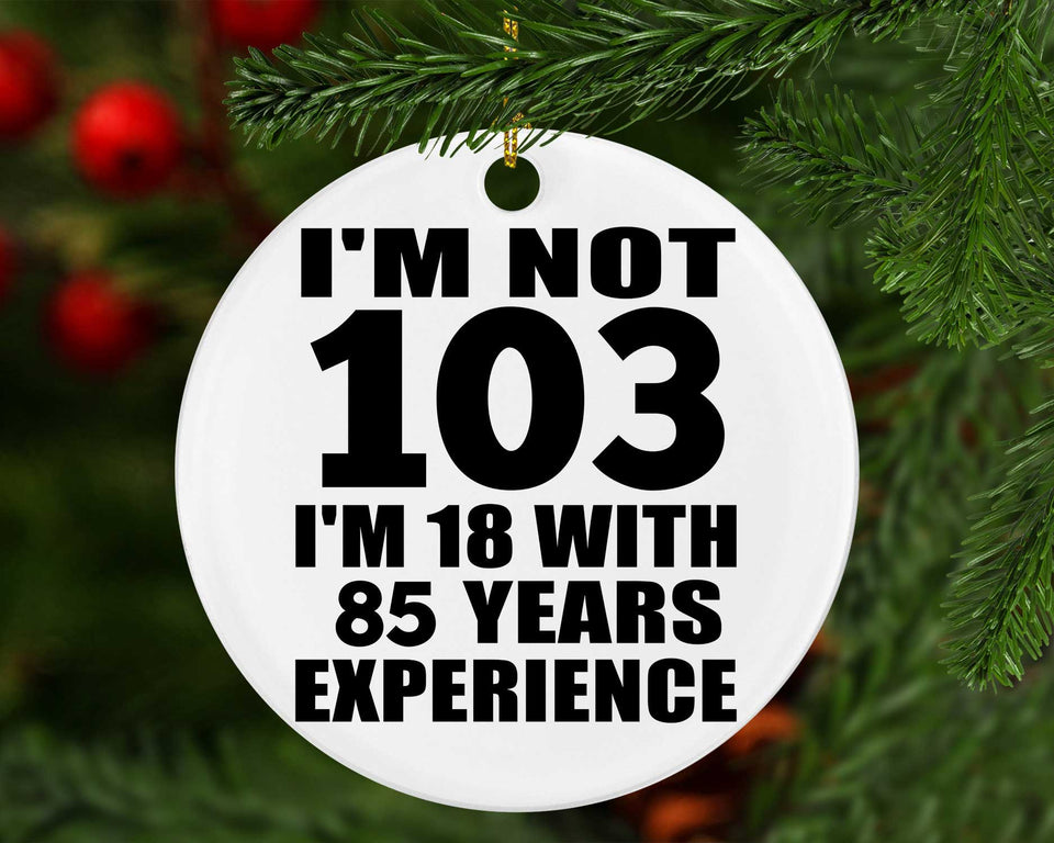 103rd Birthday I'm Not 103 I'm 18 With 85 Years Experience - Circle Ornament