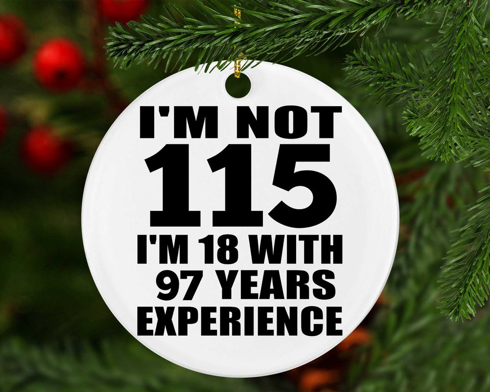 115th Birthday I'm Not 115 I'm 18 With 97 Years Experience - Circle Ornament