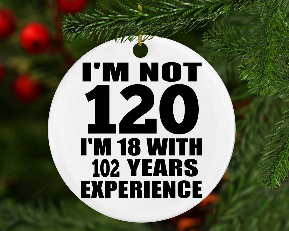 120th Birthday I'm Not 120 I'm 18 With 102 Years Experience - Circle Ornament