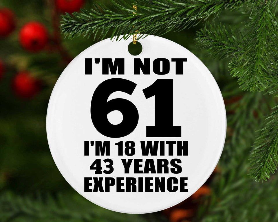 61st Birthday I'm Not 61 I'm 18 With 43 Years Experience - Circle Ornament