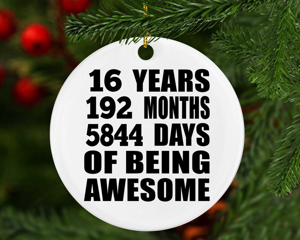 16th Birthday 16 Years 192 Months 5844 Days Of Awesome - Circle Ornament