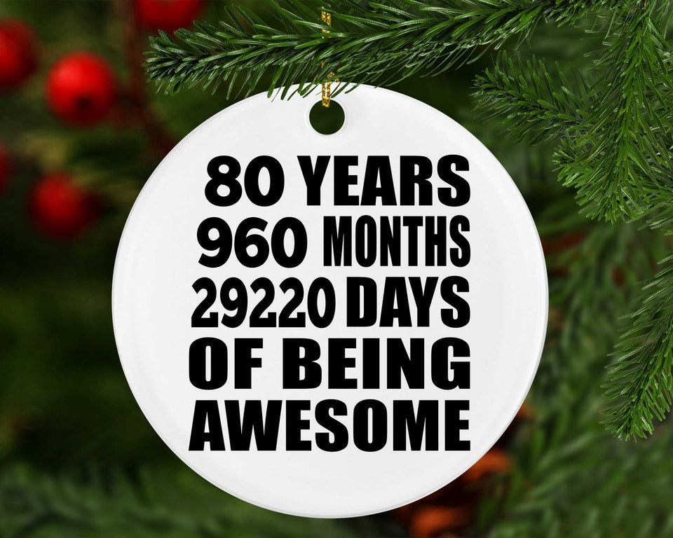 80th Birthday 80 Years 960 Months 29220 Days Of Awesome - Circle Ornament