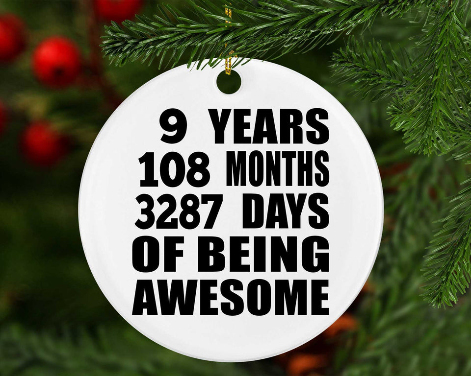 9th Birthday 9 Years 108 Months 3287 Days Of Awesome - Circle Ornament
