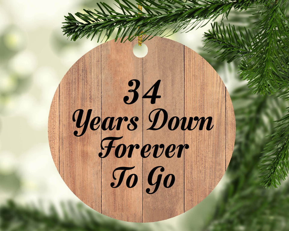 34th Anniversary 34 Years Down Forever To Go - Circle Ornament C