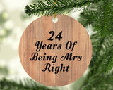 24th Anniversary 24 Years Of Being Mrs Right - Circle Ornament C