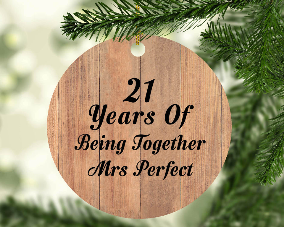 21st Anniversary 21 Years Of Being Mrs Perfect - Circle Ornament C
