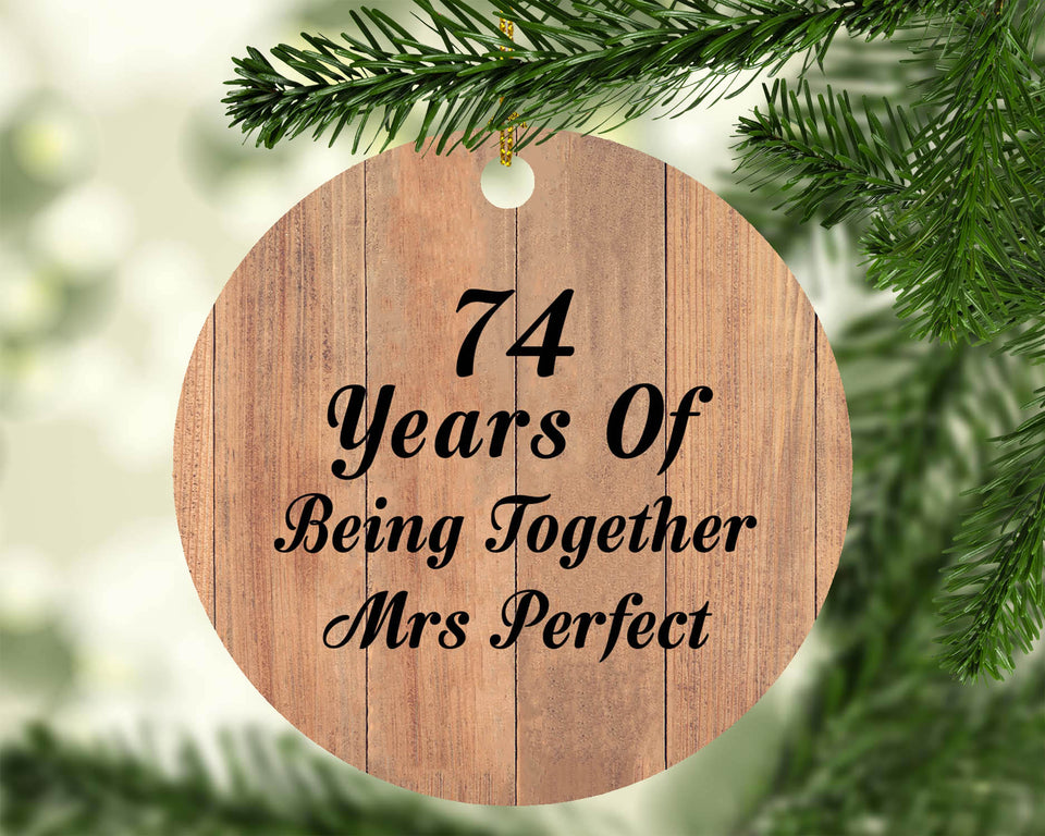 74th Anniversary 74 Years Of Being Mrs Perfect - Circle Ornament C
