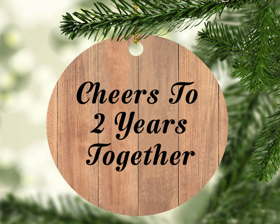 2nd Anniversary Cheers To 2 Years Together - Circle Ornament C