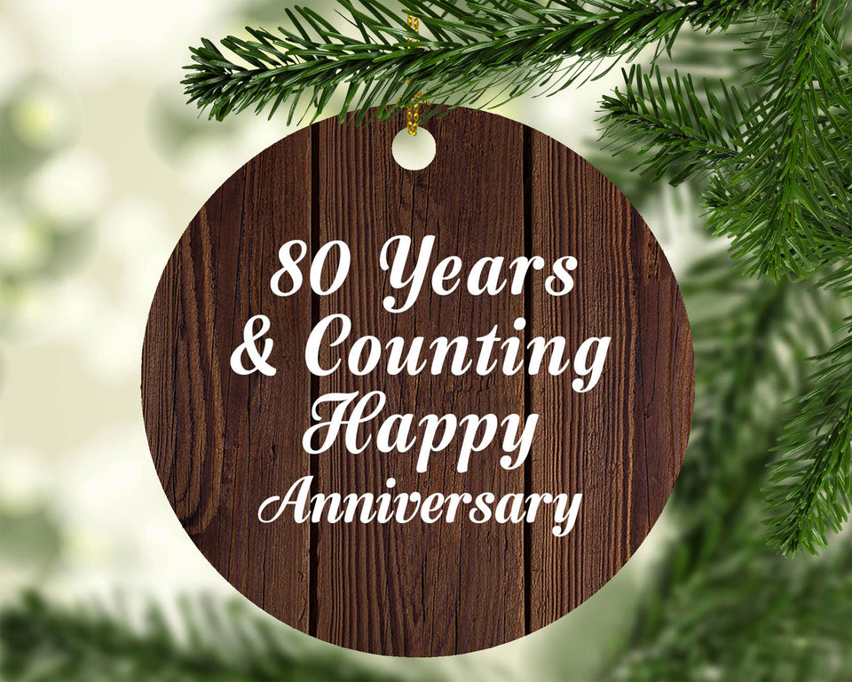 Happy 80th Anniversary 80 Years & Counting - Circle Ornament D