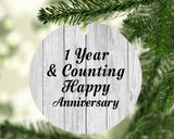 Happy 1st Anniversary 1 Year & Counting - Circle Ornament F