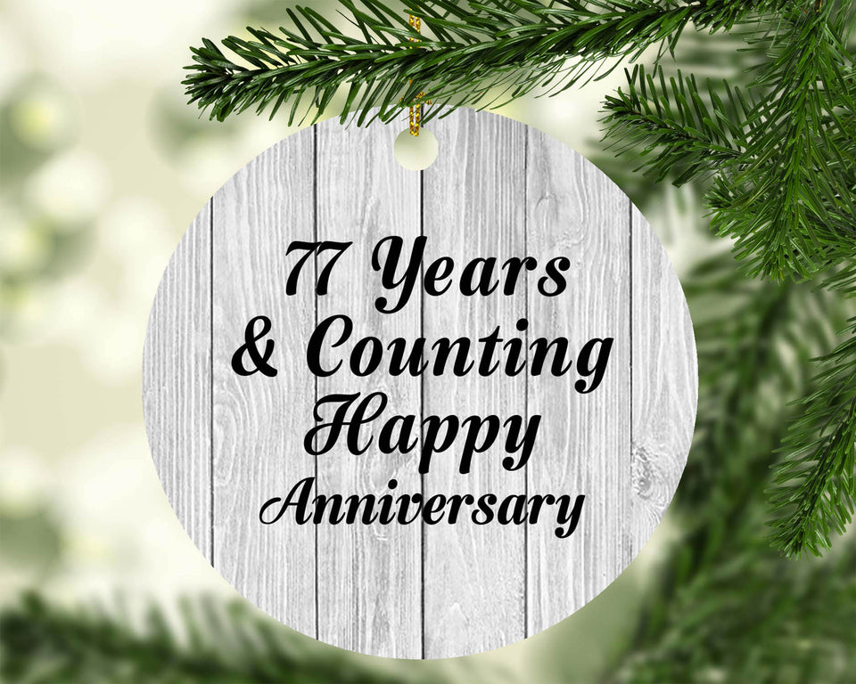 Happy 77th Anniversary 77 Years & Counting - Circle Ornament F