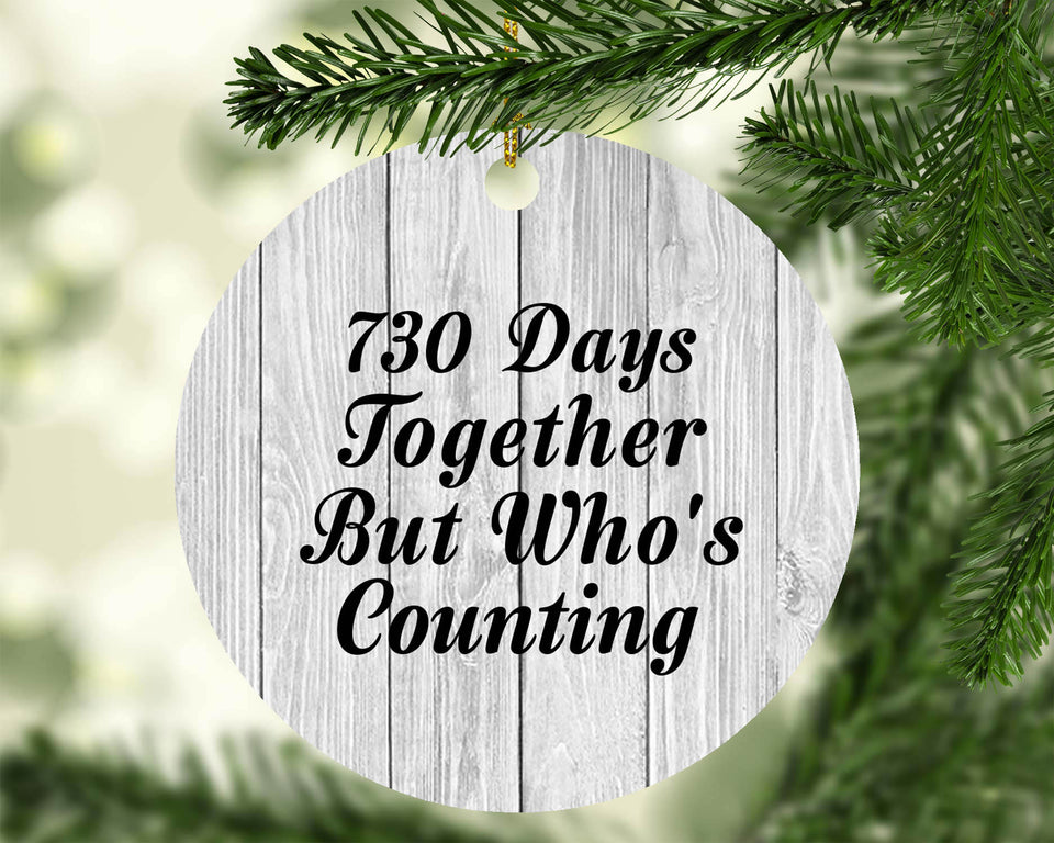 2nd Anniversary 730 Days Together Who's Counting - Circle Ornament F