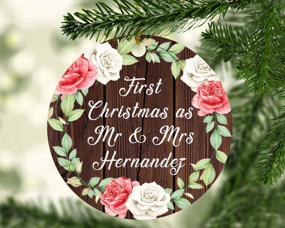 First Christmas As Mr & Mrs Hernandez - Circle Ornament A