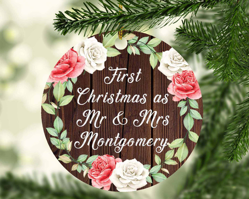 First Christmas As Mr & Mrs Montgomery - Circle Ornament A