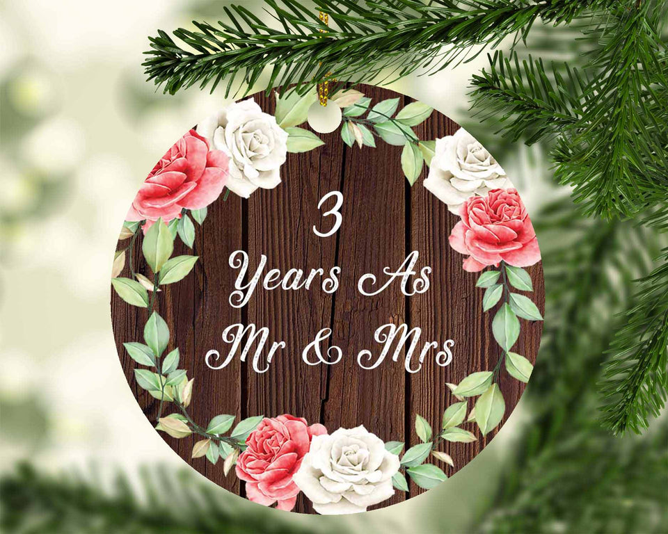 3rd Anniversary 3 Years As Mr & Mrs - Circle Ornament A