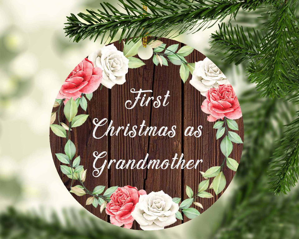 First Christmas As Grandmother - Circle Ornament A