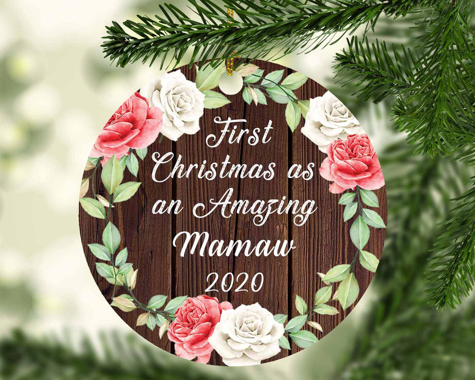 First Christmas As an Amazing Mamaw 2020 - Circle Ornament A