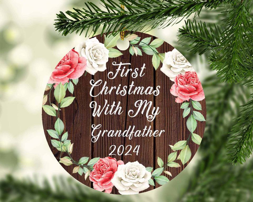 First Christmas With My Grandfather 2024 - Circle Ornament A