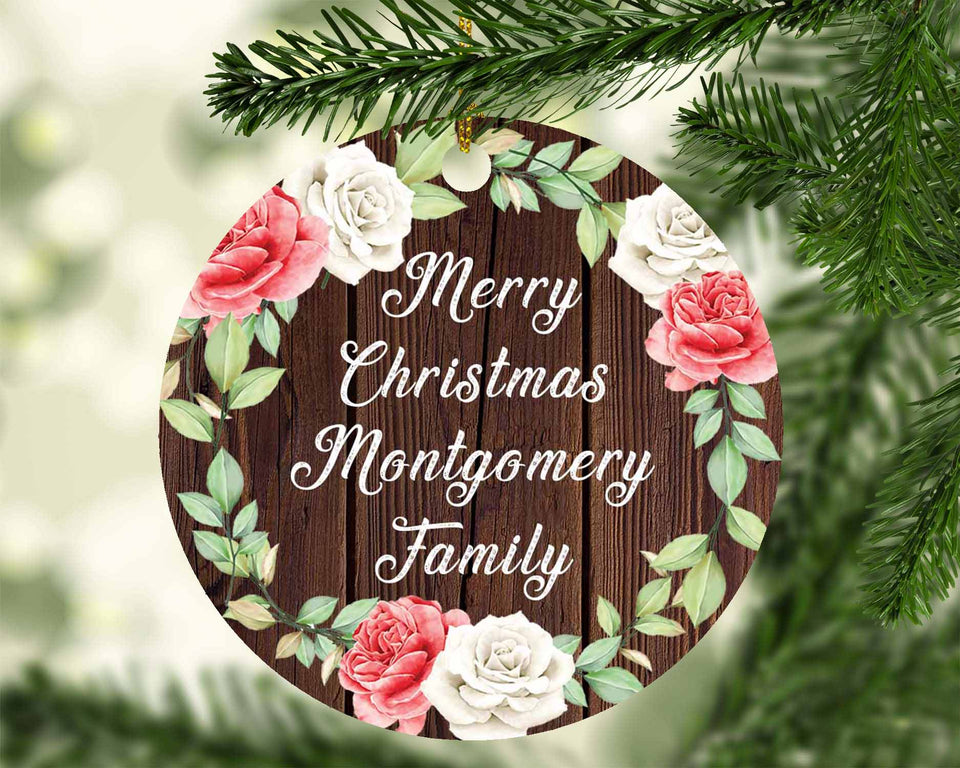 Merry Christmas Montgomery Family - Circle Ornament A